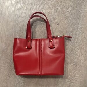 Small Red good faux leather Tote Bag
